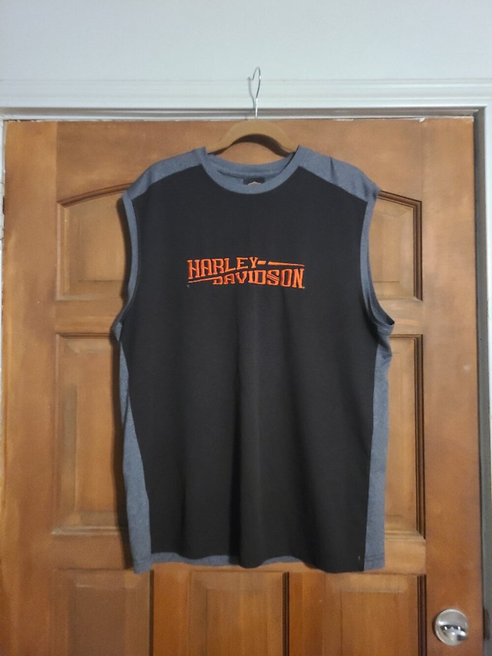 Harley-Davidson Top Men XL Gray Black Mesh Sleeveless Biker Graphic Embroidered